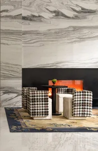 Modern retail storefront featuring a concrete and marble interior design.