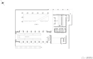 A modern interior floor plan featuring a glass atrium