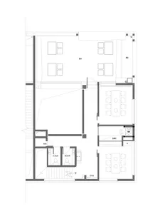 Floor plan of an office space showing various rooms and functional zones.
