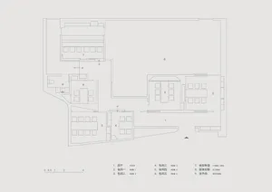 A detailed floor plan of a restaurant showcasing various rooms and sections.