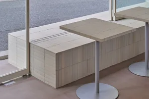 Modern retail storefront featuring a concrete design