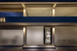Glass storefront of a retail shop with a modern design
