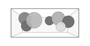 Intersecting circles in a white rectangular space