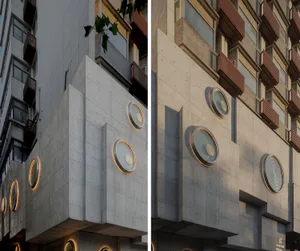 Concrete architectural components of a modern building.