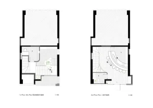 Floor plan of a modern residential space featuring steel and concrete elements