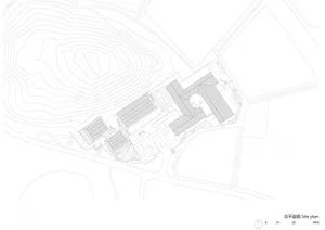 Topographic map with landscaping and site plan of a building's footprint