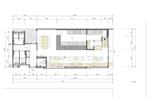 A detailed floor plan of an office layout in a flat format.