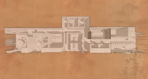 A detailed, 2D architectural floor plan of a modern residential home, showcasing its wooden flooring.