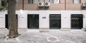 Modern building exterior made of brick.
