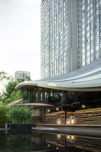 Modern skyscraper with a concrete facade