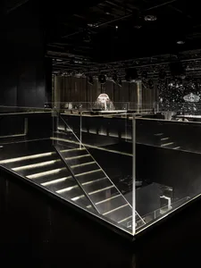 Modern nightclub with glass and metal elements