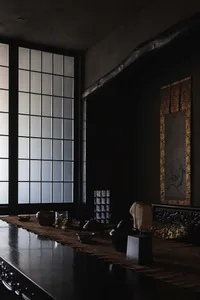 Luxe living room featuring elegant wooden furniture.
