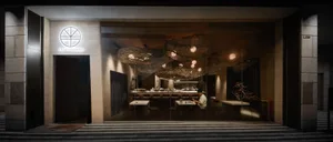 Modern restaurant interior with magnolia wood features