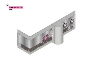 An architectural design featuring metallic materials in an interior space.
