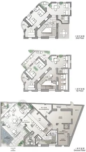 Detailed floor plan of a residential house's third floor, including all rooms and design elements.