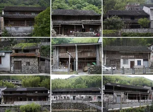 Traditional rural houses made of wood in a rural setting.