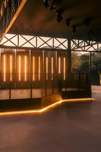 Industrial design with metal elements and lights