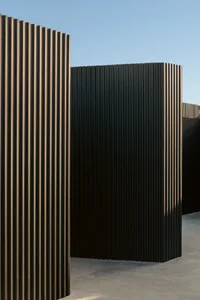 Modern, minimalist black metal wall panels