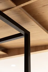 Modern interior with a wooden frame.