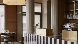 Modern industrial cafe interior