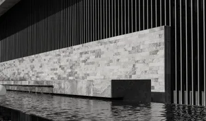 Modern building facade made of marble stone
