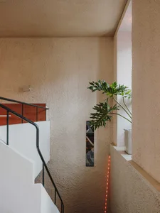 Concrete and minimalist design elements in an interior space