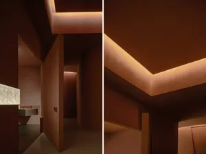 Modern interior space featuring concrete materials