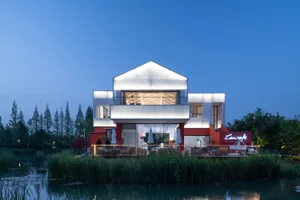 Modern building facade with glass and steel materials