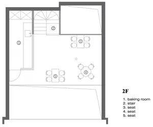 A modern dining room layout with seating arrangements and a central table.