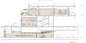 簡約的現代辦公空間建築渲染圖，呈現開放式格局與自然光線。