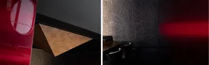 A modern minimalist interior design featuring metal elements.