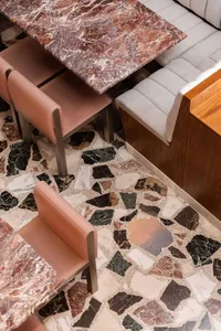 Marble flooring in a restaurant interior