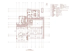 Floor plan blueprint of a restaurant showcasing its layout and functional zones