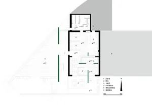Floor plan of a modern interior design layout.