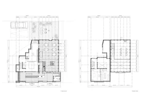 Technical blueprint of a modern architectural floor plan.