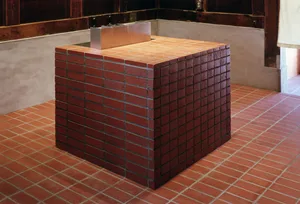 A large, industrial installation made of brick tile.