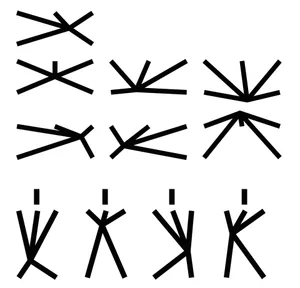 Black lines arranged in a geometric pattern on a white background