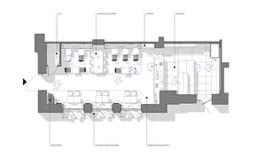 Floor plan of an industrial-style loft interior design