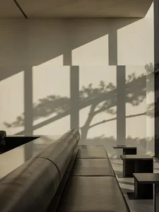 Minimalist modern interior design with sleek lines and natural light.