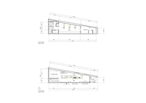 Floor plan of a building with labeled rooms and dimensions.