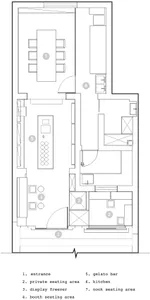 Floor plan for a modern interior design with a contemporary layout.