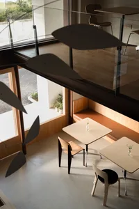 Modern coffee shop with wooden interior design