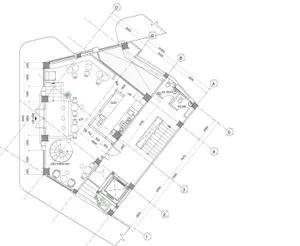 辦公室平面配置的詳細建築圖紙。