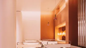 Modern interior design elements in a restaurant setting