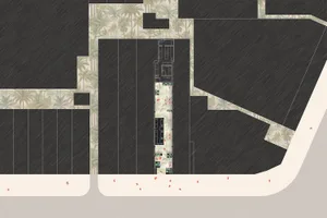 Industrial floor plan featuring concrete materials and industrial design elements.