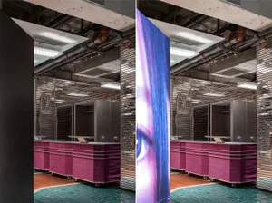 Modern interior design of a retail shop featuring a metallic texture
