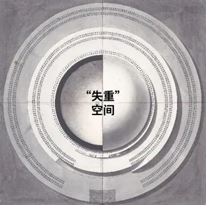 A black and white abstract image featuring concentric circles arranged in a radial pattern.