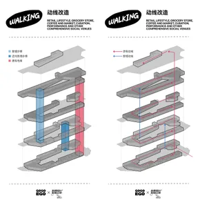 A rendered 3D architectural design showing a walk-through perspective.