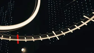 Lighting design featuring metallic elements and glass installations