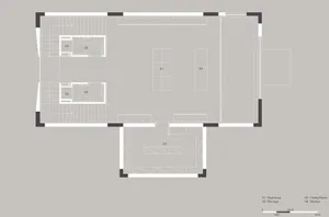 Floor plan of a retail display area with rest area, fitting room, storage, and display sections.